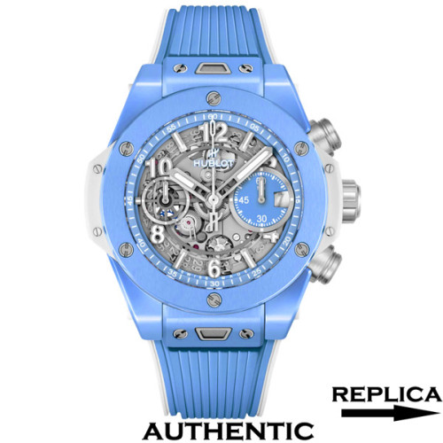 Super Clone Hublot Big Bang UNICO Chronograph 42mm Blue Ceramic Case Skeleton Dial HB034